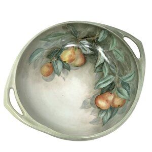 TK Thun Porcelain Bowl Hand Painted Pears Vintage Czech Design Handled Round